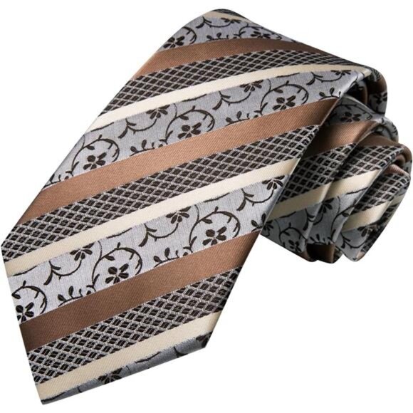 Mens Silk Paisley Necktie and Pocket Square Cufflinks Set for Wedding Business - Picture 4 of 7